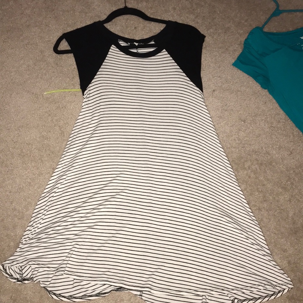 Black and white striped dress